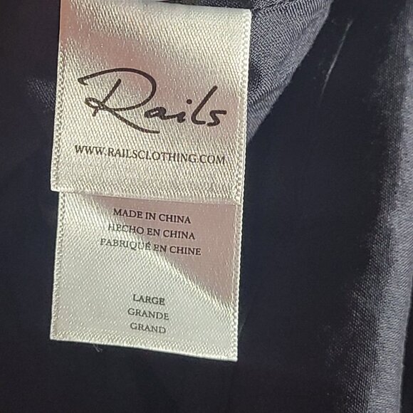 Rails Selena Black Mini Floral Midi Skirt L Lined Pull On Elastic Waist Gathered - Picture 7 of 10